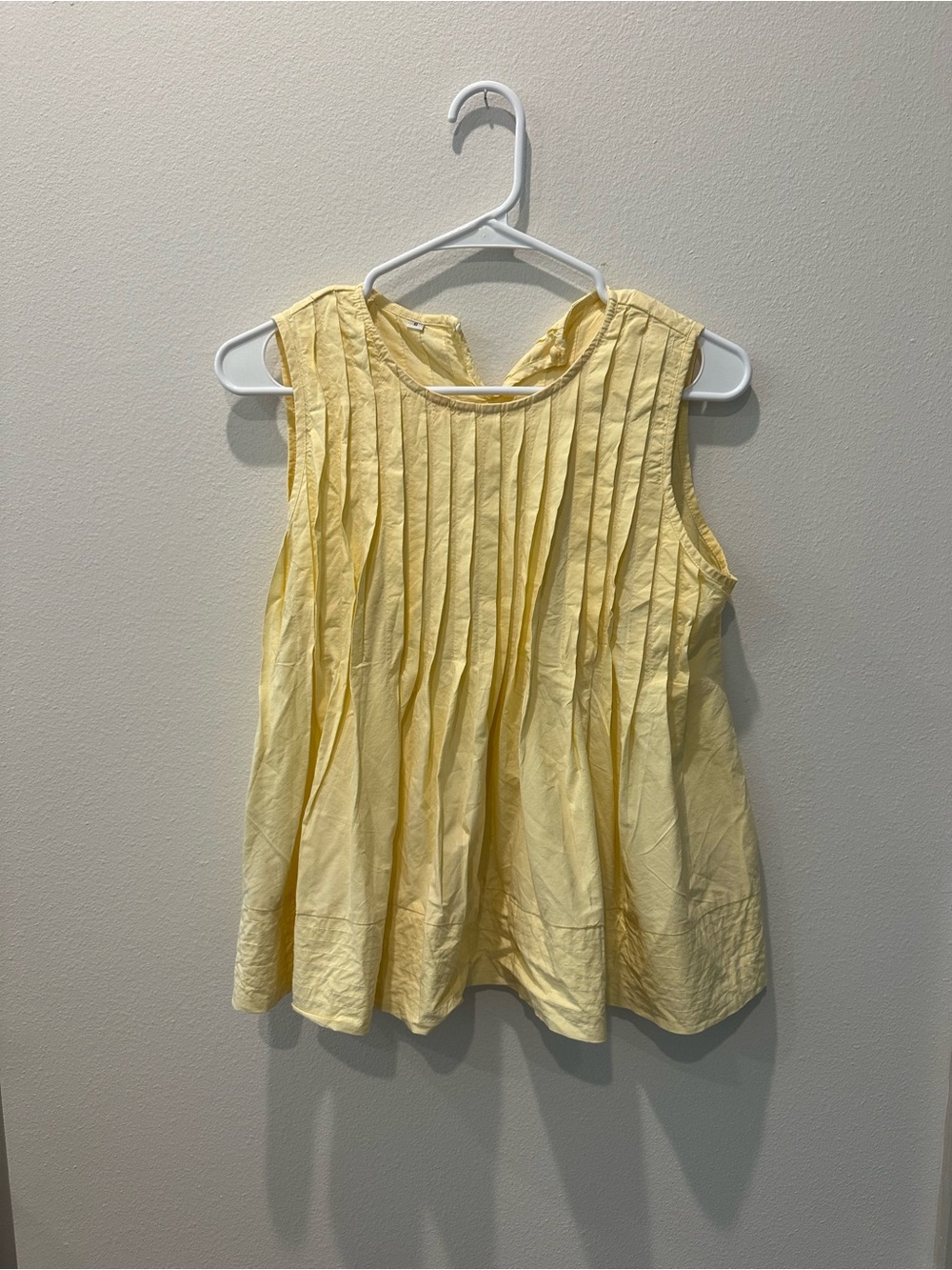 Yellow Pleated Sleeveless Tank Top